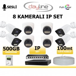 Dayline 5mp 8 Kameralı Gece Renkli ve Sesli IP Kamera Seti